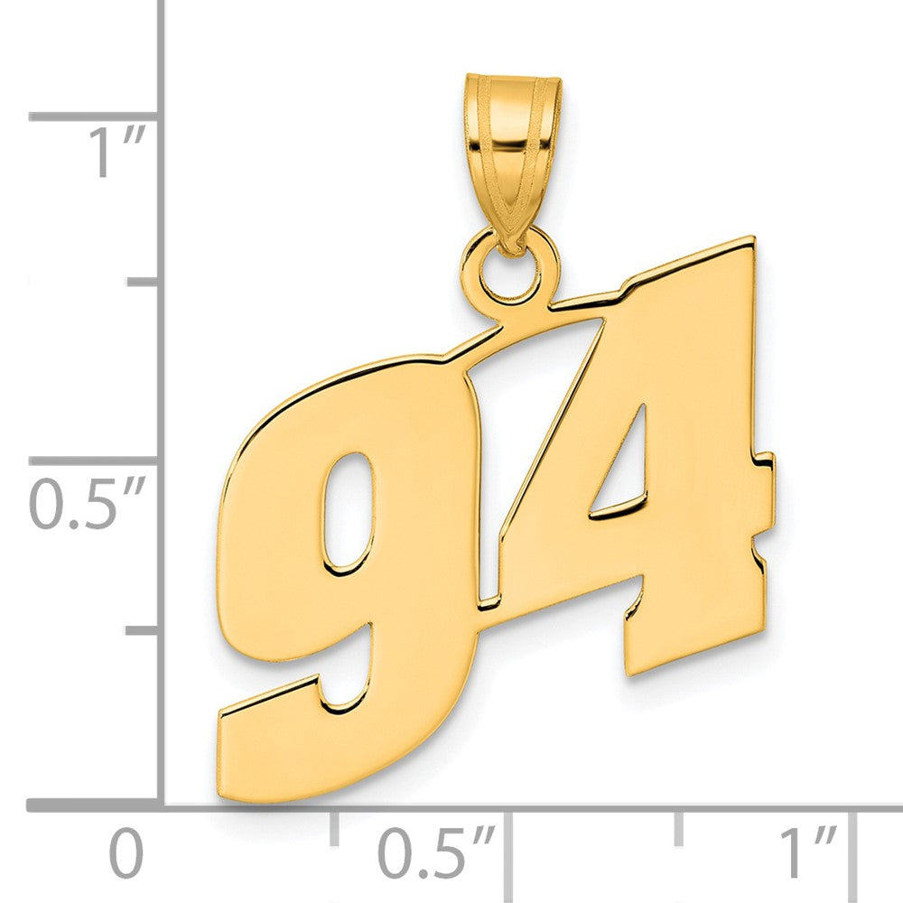 14k Polished Block Number 94 Pendant