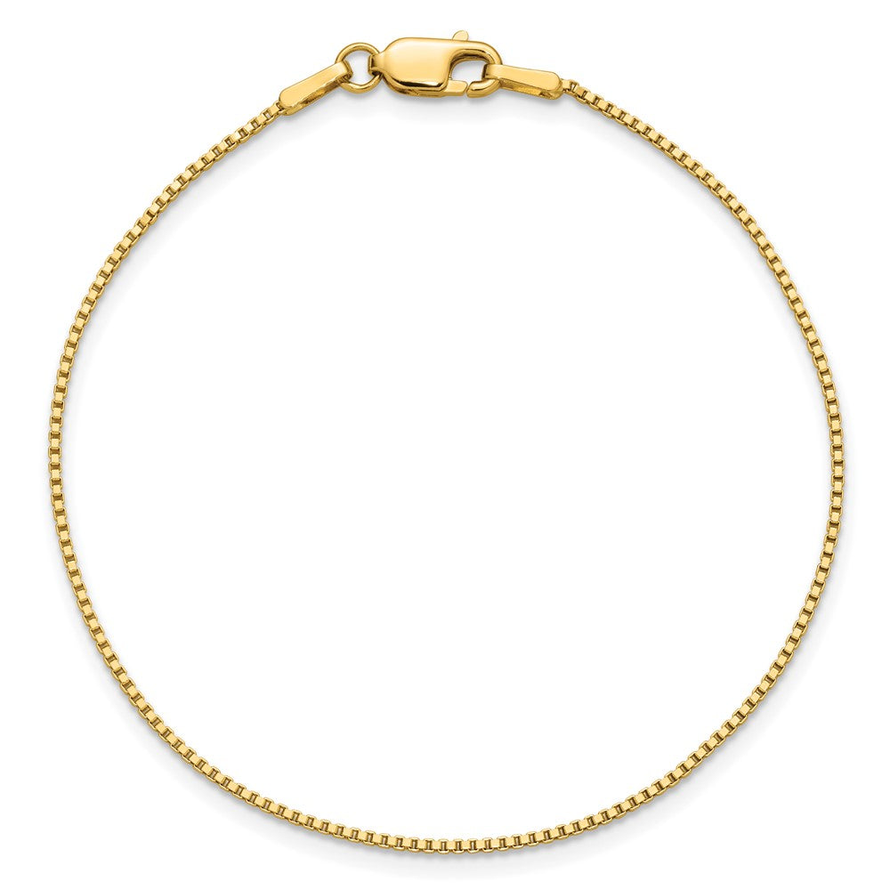 14K 9 inch 1mm Box with Lobster Clasp Anklet
