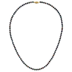 14k 4-5mm Black Near Round Freshwater Cultured Pearl Necklace