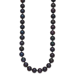 14k 7-8mm Black Near-Round Freshwater Cultured Pearl 24 inch Necklace