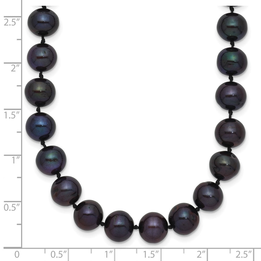 14k 7-8mm Black Near-Round Freshwater Cultured Pearl 24 inch Necklace