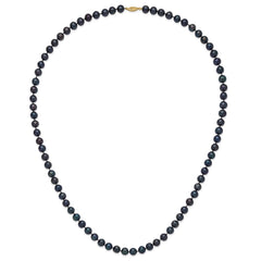 14k 8-9mm Black Near Round Freshwater Cultured Pearl Necklace