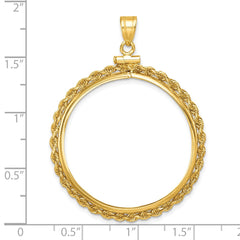Wideband Distinguished Coin Jewelry 14k Polished Rope 32.0mm x 2.85mm Screw Top Coin Bezel Pendant