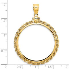 Wideband Distinguished Coin Jewelry 14k Polished Rope 32.7mm x 3mm Screw Top Coin Bezel Pendant