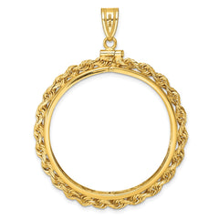 Wideband Distinguished Coin Jewelry 14k Polished Rope 34.2mm x 2.85mm Screw Top Coin Bezel Pendant