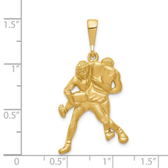 14K Satin and Diamond-cut Wrestlers Charm