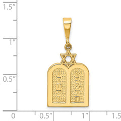 14K Polished 10 Commandment Tablets w/Star Of David Charm