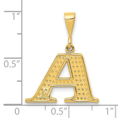 14k Textured Initial A Charm