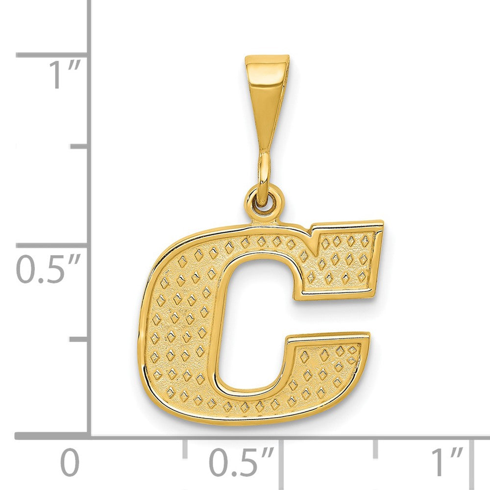 14k Textured Initial C Charm