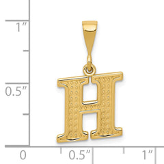 14k Textured Initial H Charm