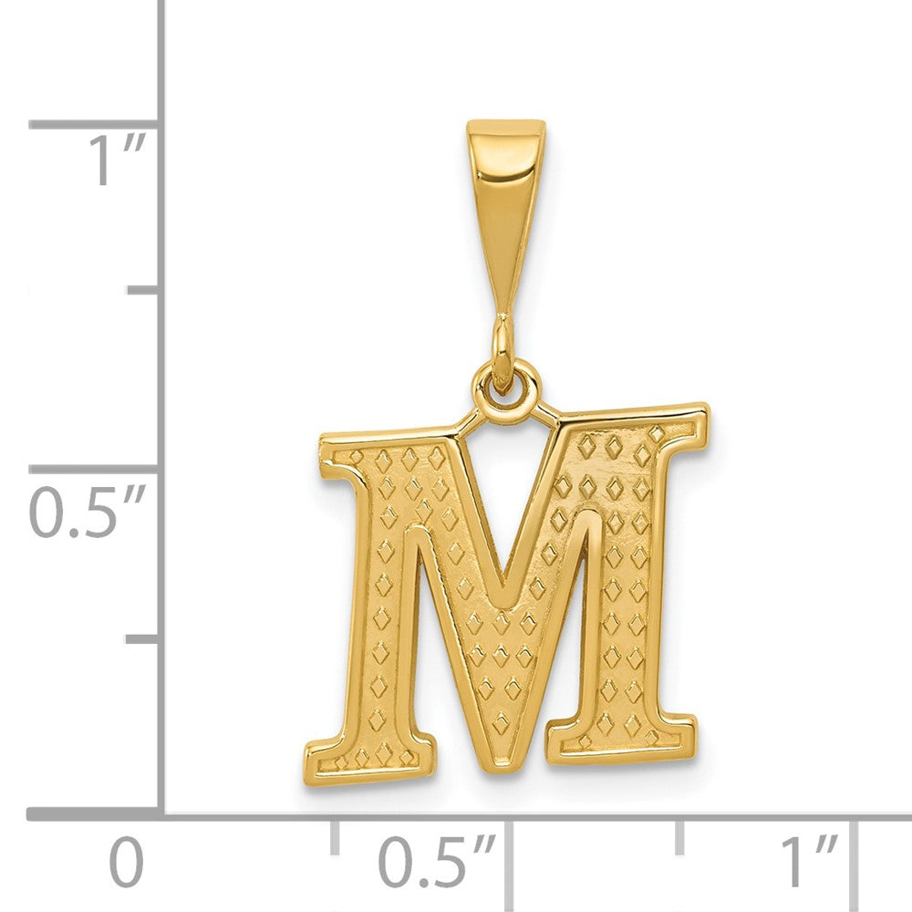 14k Textured Initial M Charm