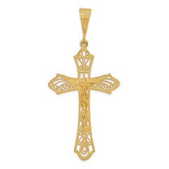 14K Satin Diamond-Cut Crucifix Pendant