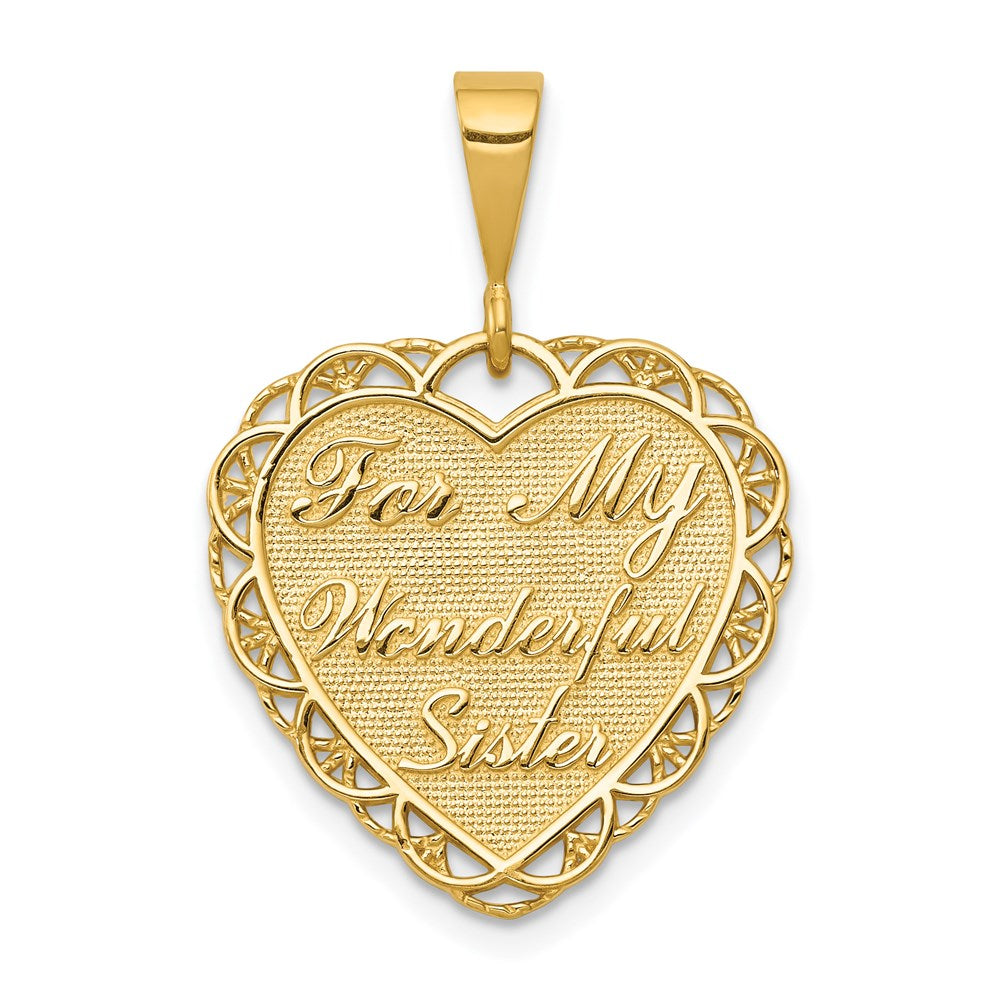 14k White Gold Reversible FOR MY WONDERFUL SISTER Charm
