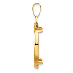 Wideband Distinguished Coin Jewelry 14k Polished and Diamond-cut 22.0mm Prong Coin Bezel Pendant