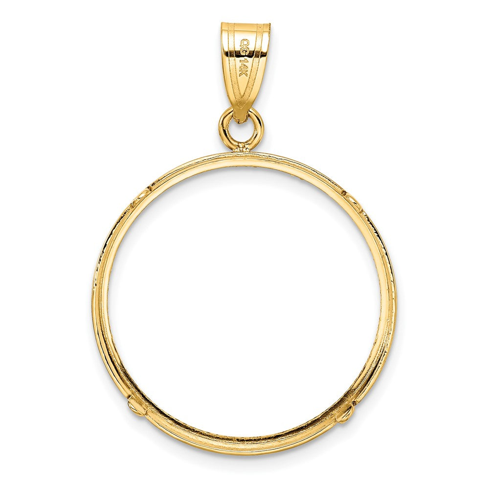 Wideband Distinguished Coin Jewelry 14k Polished and Diamond-cut 22.0mm Prong Coin Bezel Pendant