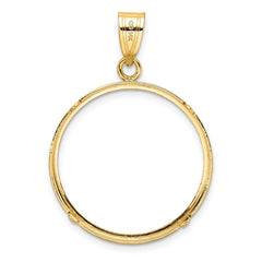 Wideband Distinguished Coin Jewelry 14k Polished and Diamond-cut 22.0mm Prong Coin Bezel Pendant