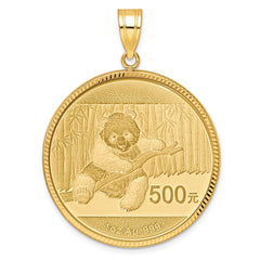Wideband Distinguished Coin Jewelry 14ky Diamond-cut Prong Mounted 1oz Panda Coin Bezel Pendant