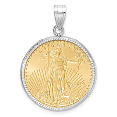 Wideband Distinguished Coin Jewelry 14kw Diamond-cut Prong Mounted 1/4oz American Eagle Coin Bezel Pendant