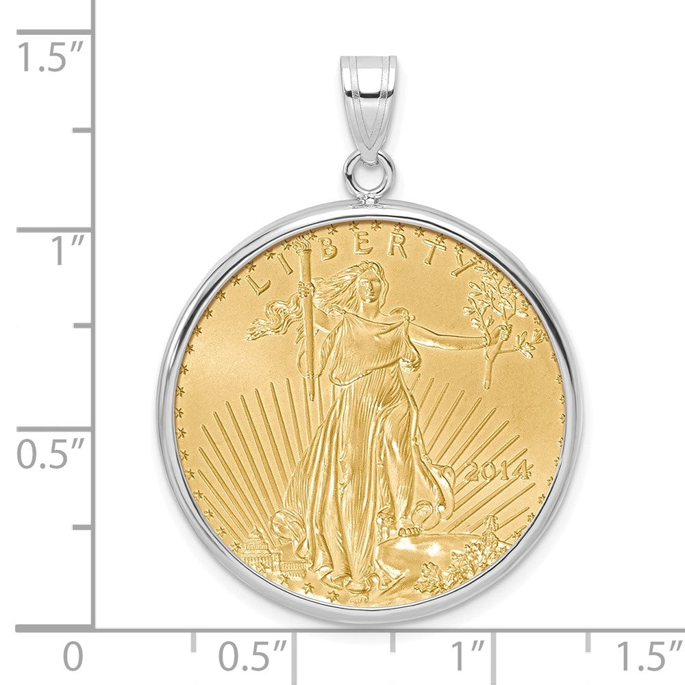 Wideband Distinguished Coin Jewelry 14k White Gold Polished Mounted 1/2oz American Eagle Prong Coin Bezel Pendant