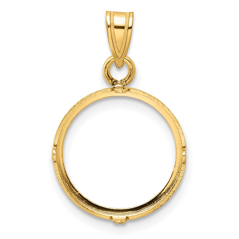 Wideband Distinguished Coin Jewelry 14k Polished 14.0mm Prong Coin Bezel Pendant