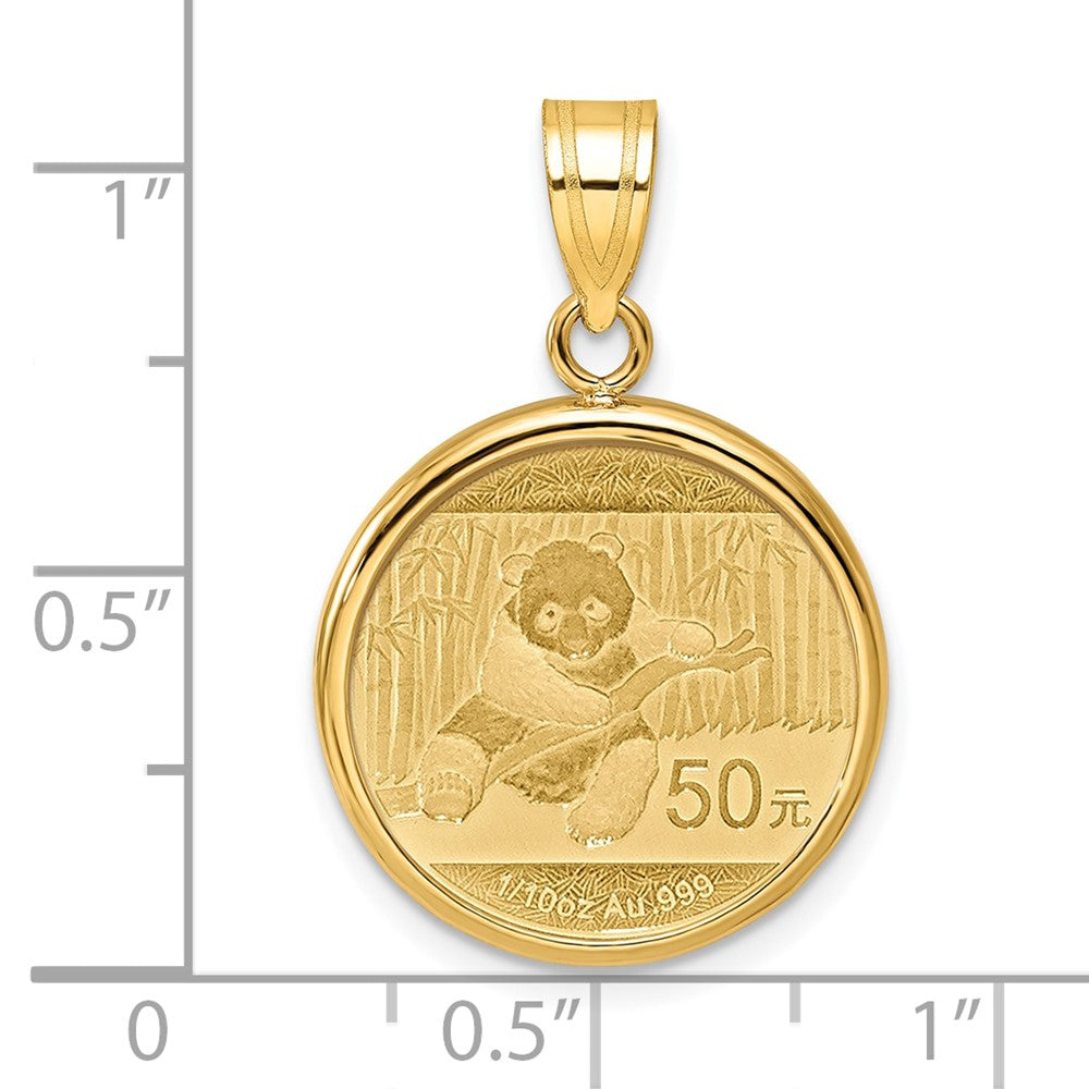 Wideband Distinguished Coin Jewelry 14k Polished Mounted 1/10oz Panda Prong Coin Bezel Pendant