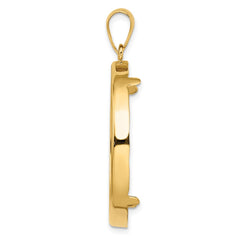 Wideband Distinguished Coin Jewelry 14k Polished 32.7mm Prong Coin Bezel Pendant