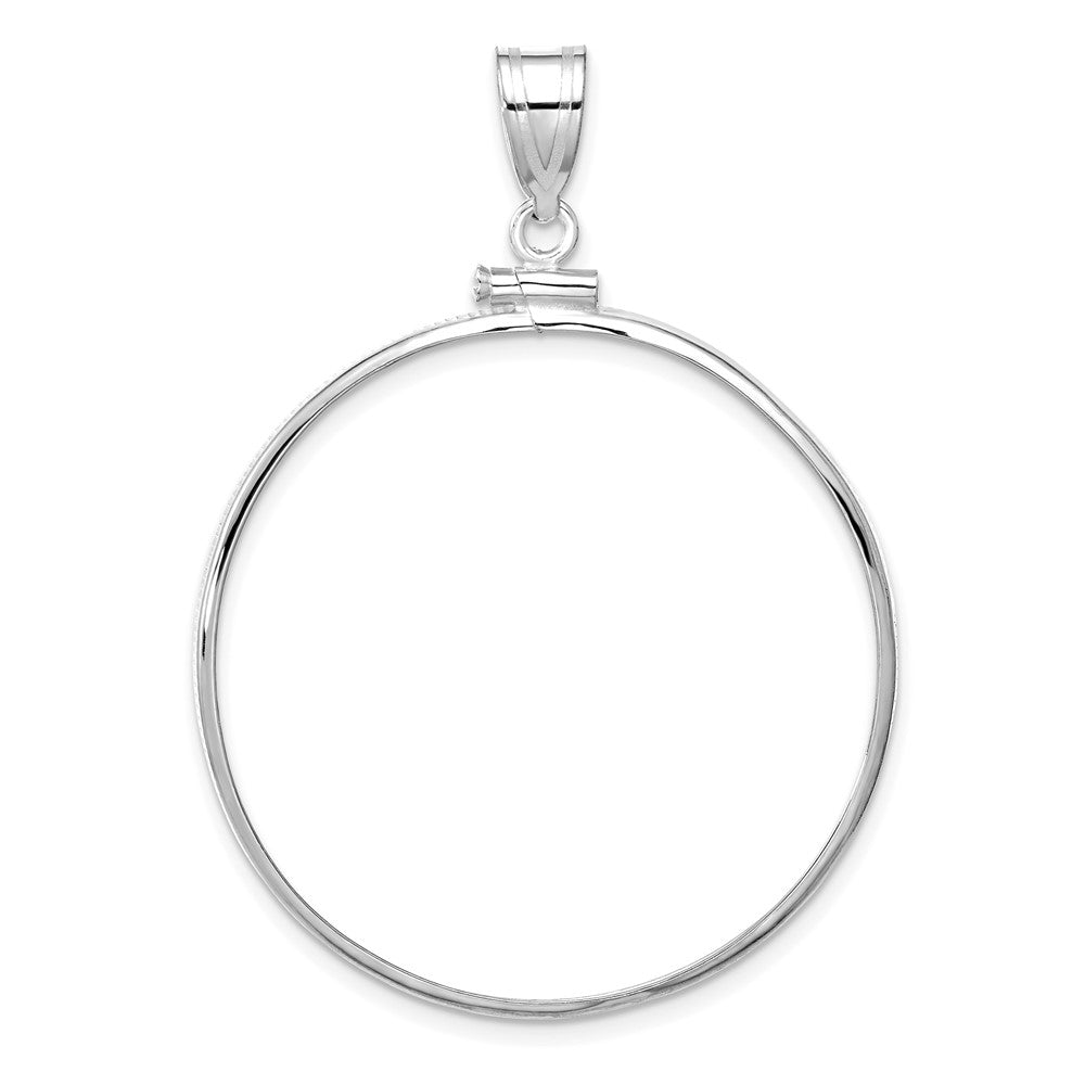 Wideband Distinguished Coin Jewelry 14k White Gold Polished 34.2mm x 2.85mm Screw Top Coin Bezel Pendant