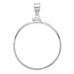 Wideband Distinguished Coin Jewelry 14k White Gold Polished 34.2mm x 2.85mm Screw Top Coin Bezel Pendant