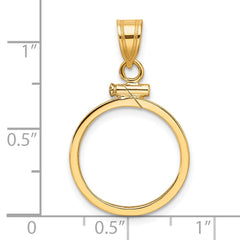Wideband Distinguished Coin Jewelry 14k Polished 16.5mm x 1.35mm Screw Top Coin Bezel Pendant