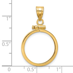 Wideband Distinguished Coin Jewelry 14k Polished 17.8mm x 1.35mm Screw Top Coin Bezel Pendant