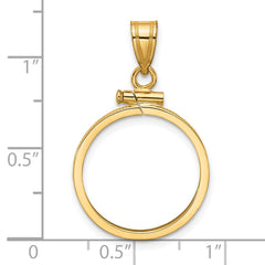 Wideband Distinguished Coin Jewelry 14k Polished 18.0mm x 1.35mm Screw Top Coin Bezel Pendant
