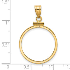 Wideband Distinguished Coin Jewelry 14k Polished 21.6mm x 1.7mm Screw Top Coin Bezel Pendant