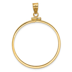 Wideband Distinguished Coin Jewelry 14k Polished 32.0mm x 2.85mm Screw Top Coin Bezel Pendant