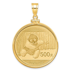 Wideband Distinguished Coin Jewelry 14k Polished Mounted 1oz Panda Screw Top Coin Bezel Pendant