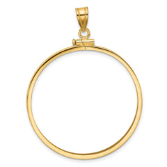 Wideband Distinguished Coin Jewelry 14k Polished 34.2mm x 2.85mm Screw Top Coin Bezel Pendant
