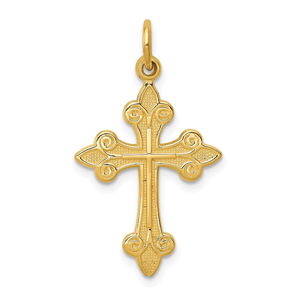 14k Fleur De Lis Cross Pendant - 2