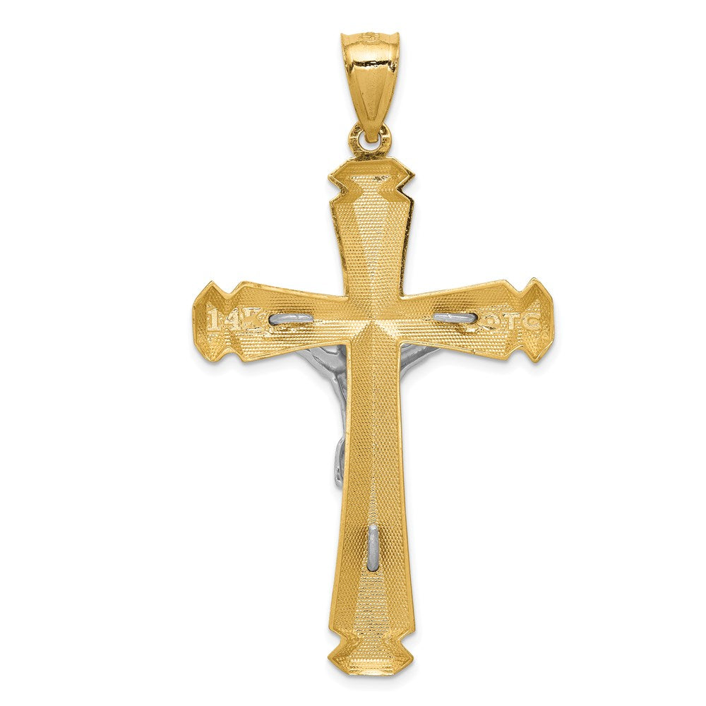 14k Satin Two-tone Crucifix Pendant