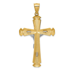 14k Satin Two-tone Crucifix Pendant