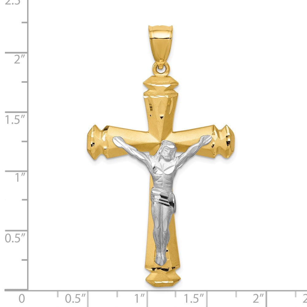 14k Satin Two-tone Crucifix Pendant