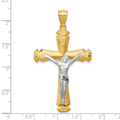 14k Satin Two-tone Crucifix Pendant