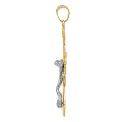14k Two-tone Diamond-cut Crucifix Pendant - 4