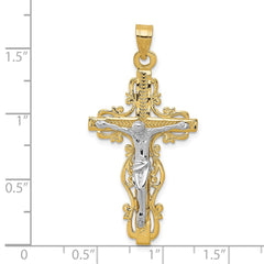 14k Two-tone Diamond-cut Crucifix Pendant - 5