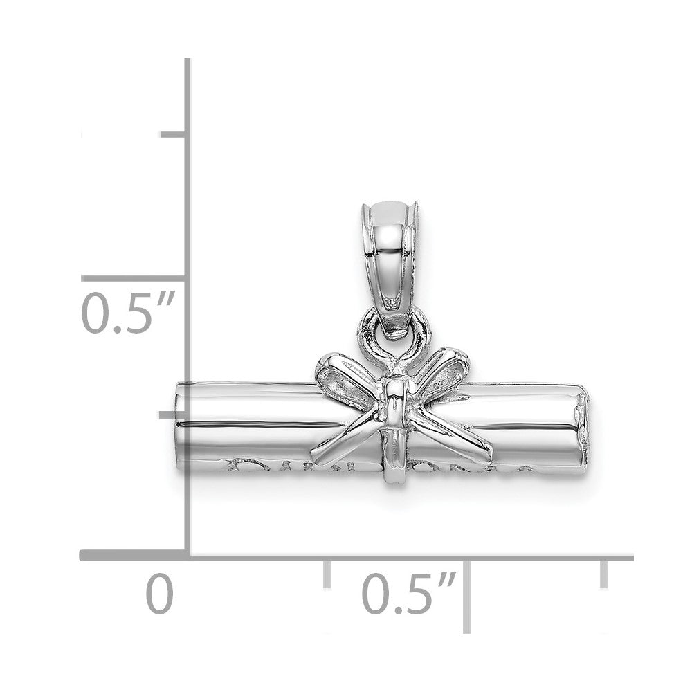 14K White Gold 3-D DIPLOMA  Rolled Up Charm