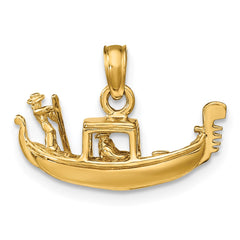 14K Solid Polished 3-D Gondola Pendant