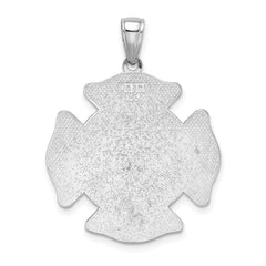 14k White Gold Large FD St. Florian Badge Pendant