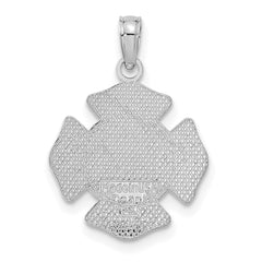14K White Gold Small St. Florian Badge Pendant