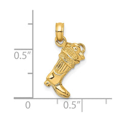 14k 3-D Firefighter Boot Charm