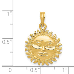 14k Solid Polished Reversible Sun Pendant