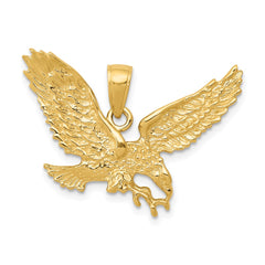 14k Solid Polished Eagle Pendant - 3