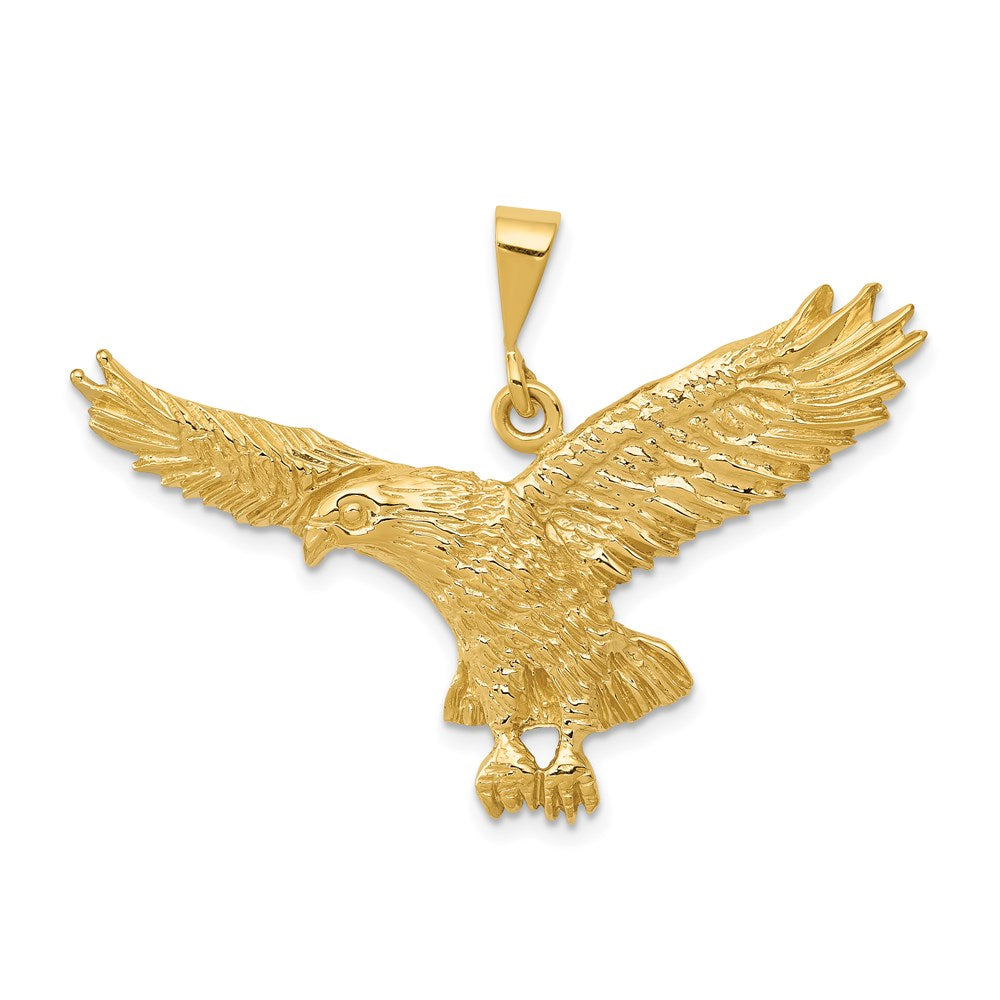 14k Solid Polished Eagle Pendant - 2
